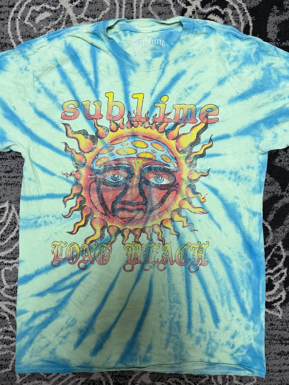 Men’s Tie-Dye Sun Graphic T‑Shirt - Blue/Yellow